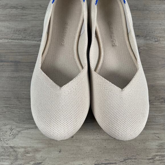 Rothy's The Flat in Ecru Womens 9 Creamy Beige Tortoise Outsole Round Toe - Picture 4 of 16
